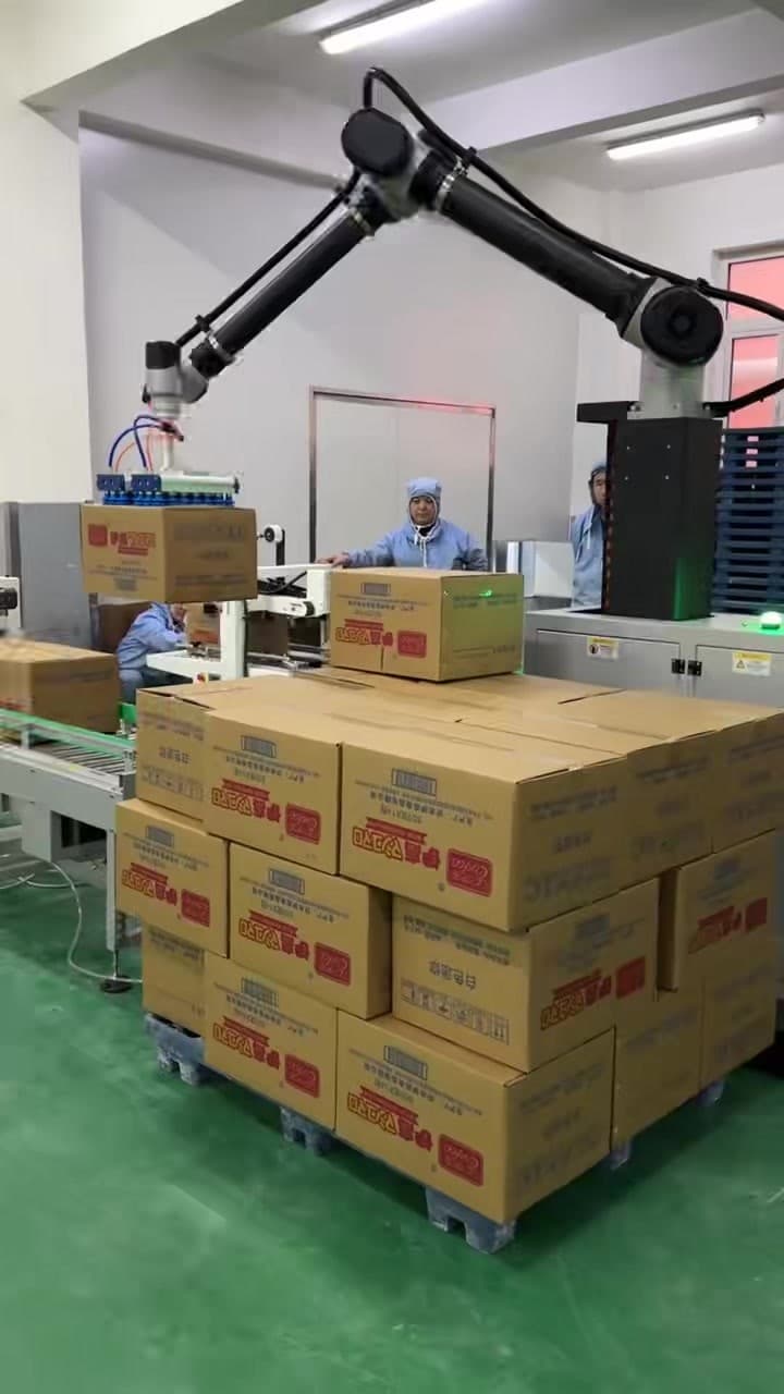 CR50L 末端吸取工装从纸箱顶部抓取并抬升纸箱