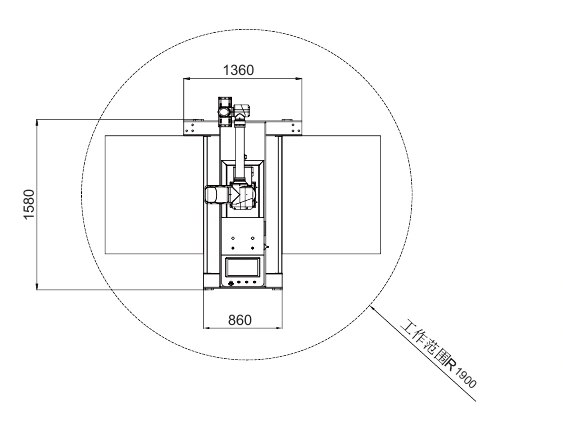 CR30-1900 dimensions and operating range drawing