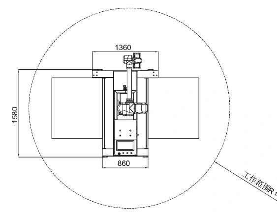 CR50L-1900 dimensions and operating range drawing